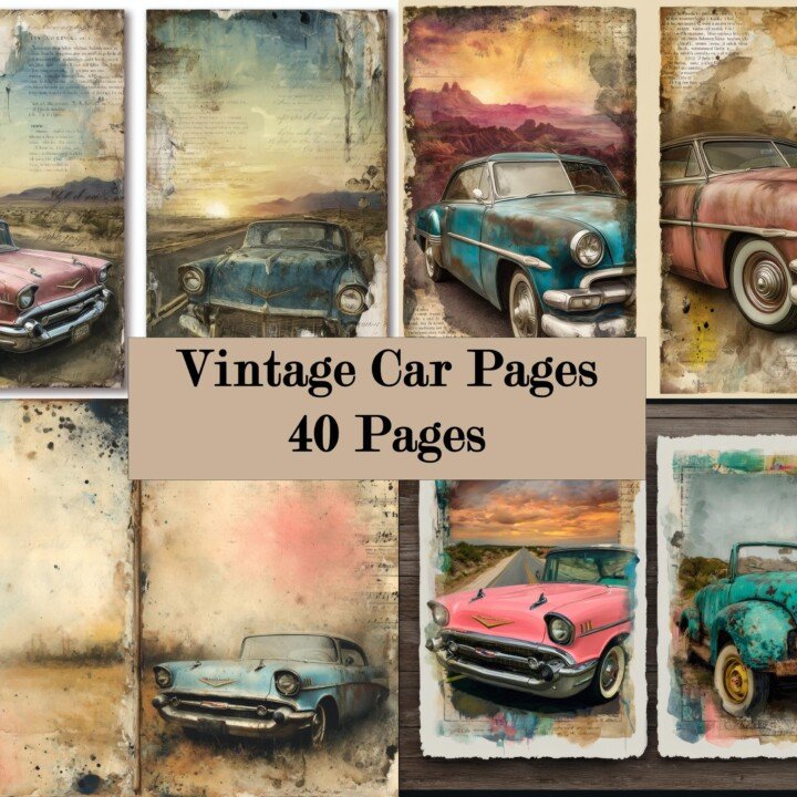 vintage – 20 Vintage Car Junk Journal Pages