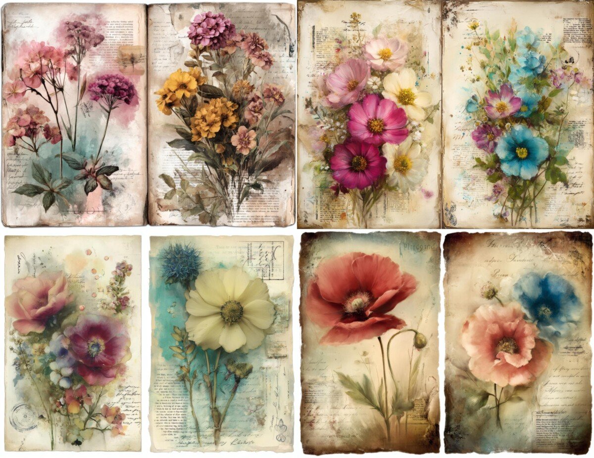 wildflower – 20 Wildflower Junk Journal Pages