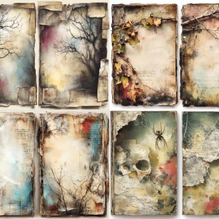 creepy – 20 Creepy Spiderweb Junk Journal Pages