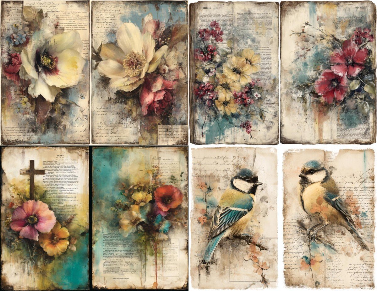 wildflower – 28 Wildflower Junk Journal Pages