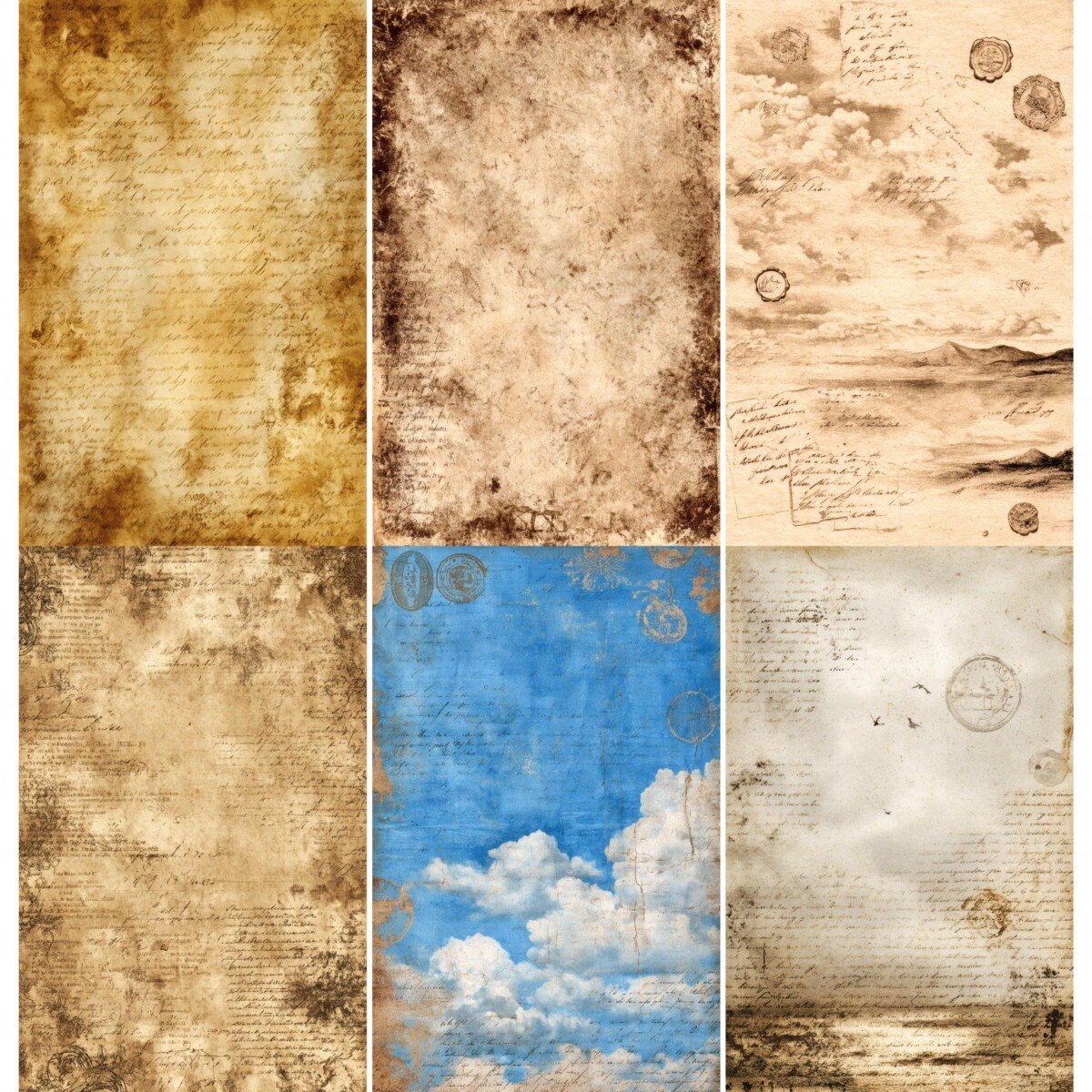 antique – 52 Antique Sky Junk Journal Pages