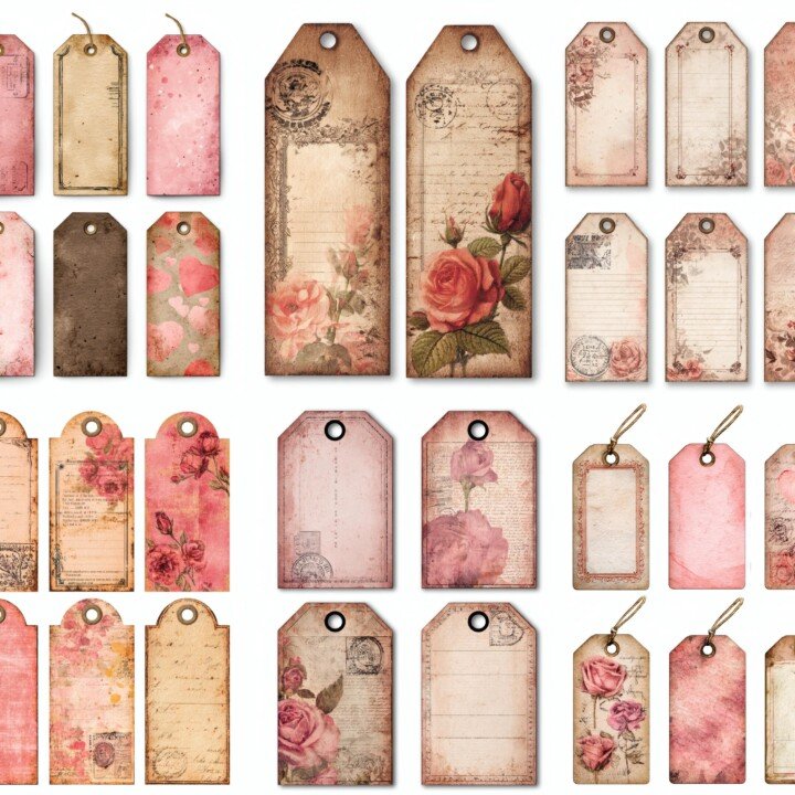 vintage – 51 Vintage Chocolate Valentine Labels & Tags Ephemera
