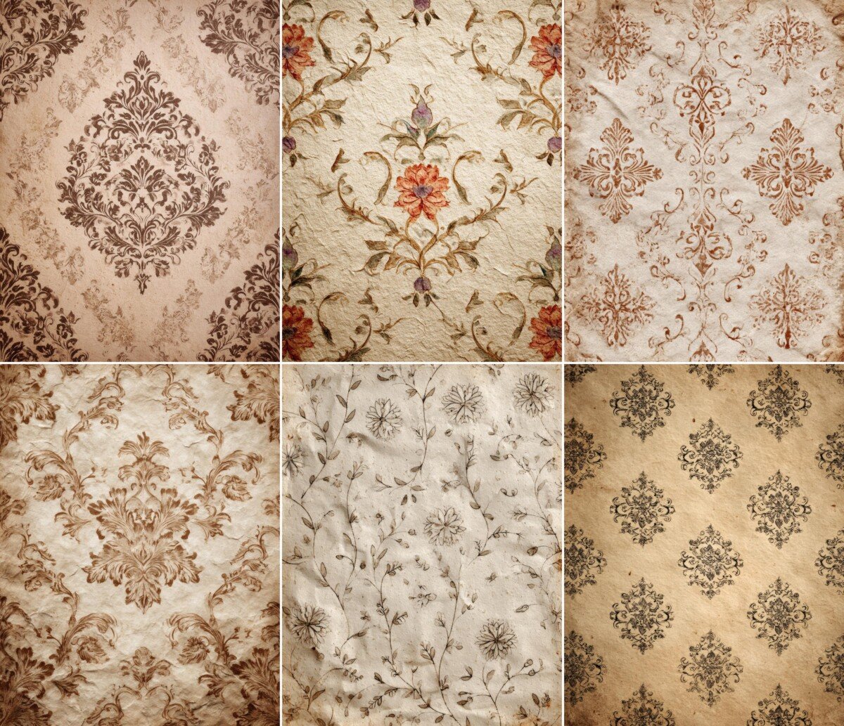 Decorative Vintage Pattern Journal – Printable Scrapbook Inserts