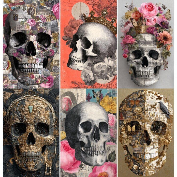 luxury – 52 Luxury Skull Junk Journal Pages