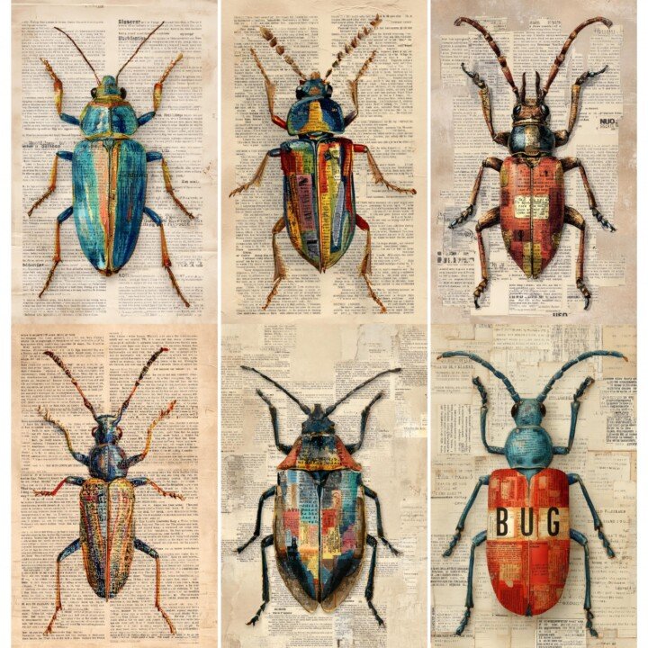 vintage – 52 Vintage Insect Junk Journal Pages