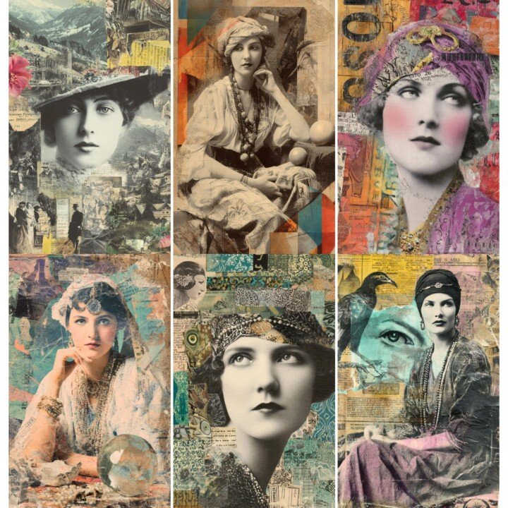fortune – 56 Fortune Teller Vintage Junk Journal Pages