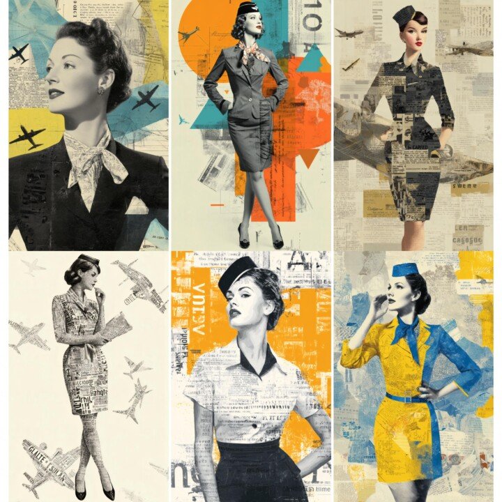 air – 52 Air Hostess Junk Journal Pages