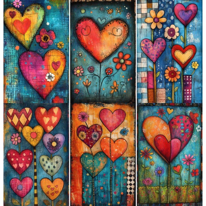 folk – 52 Folk Art Heart Junk Journal Pages