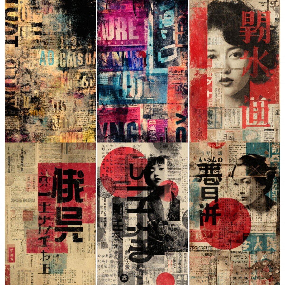 japanese – 52 Japanese Poster Style Junk Journal Pages