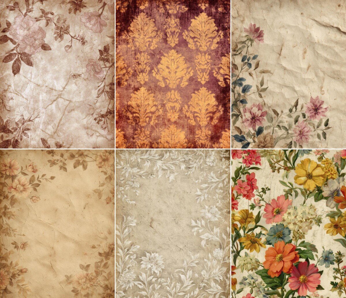 vintage – 64 Vintage Floral Junk Journal Pages