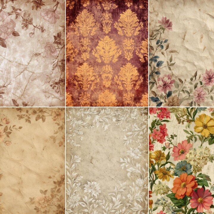 vintage – 64 Vintage Floral Junk Journal Pages
