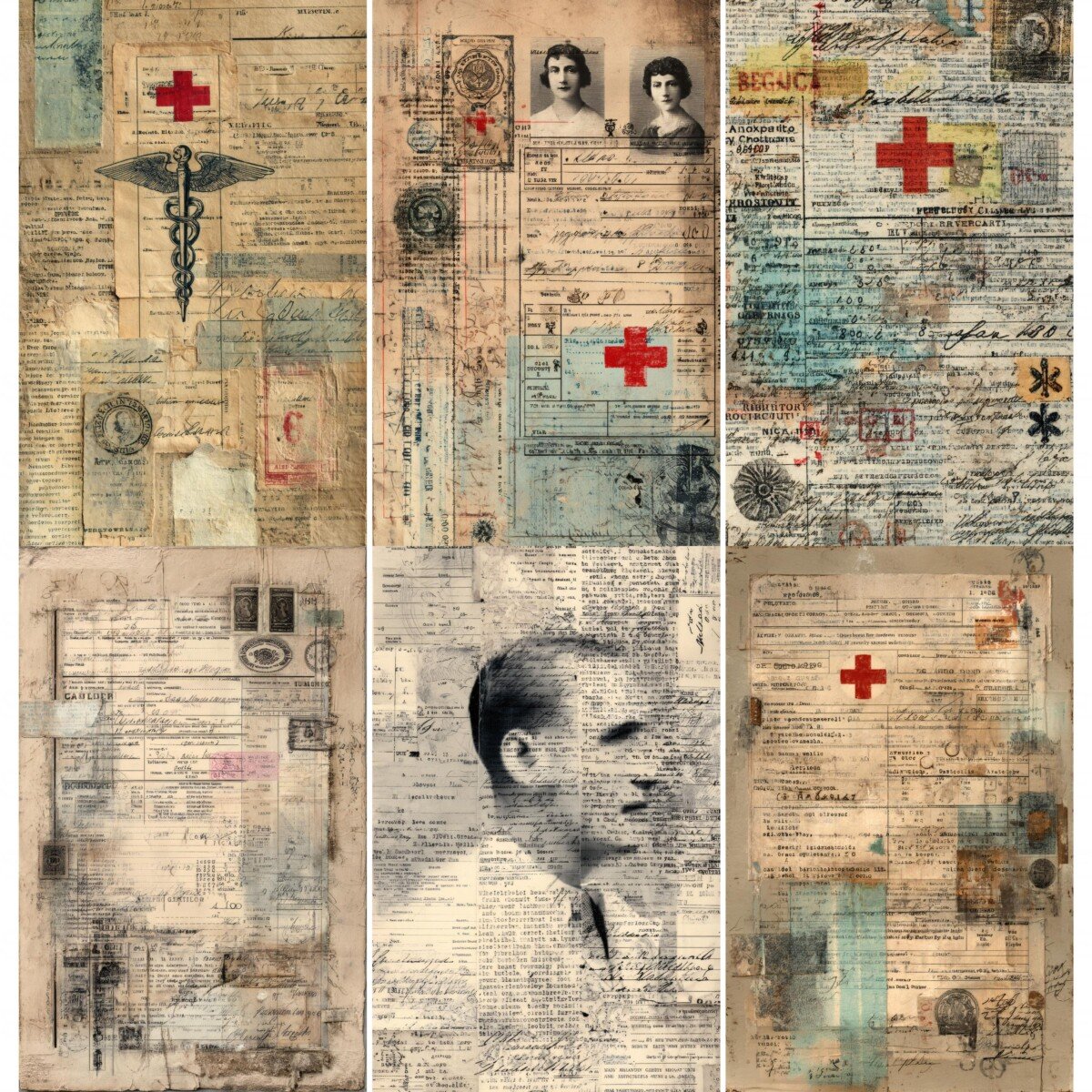 medical – 56 Medical Vintage Record Junk Journal Pages