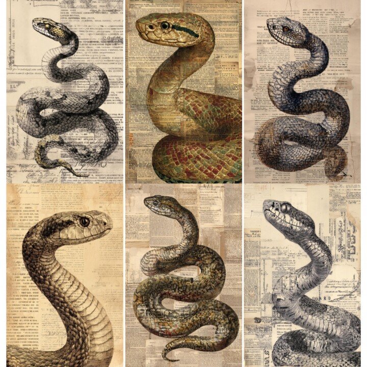 snake – 48 Snake Junk Journal Pages