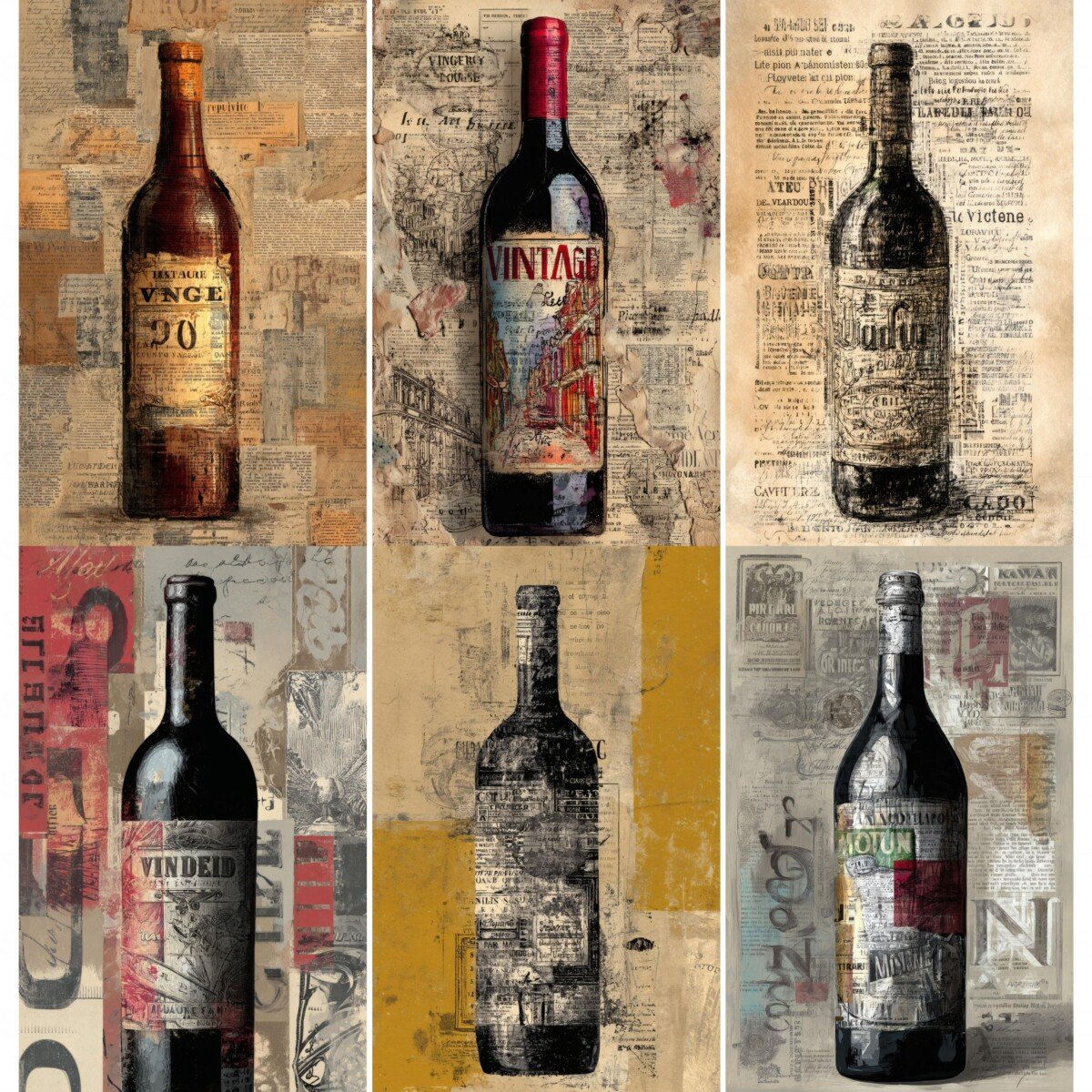 wine – 56 Wine Junk Journal Pages
