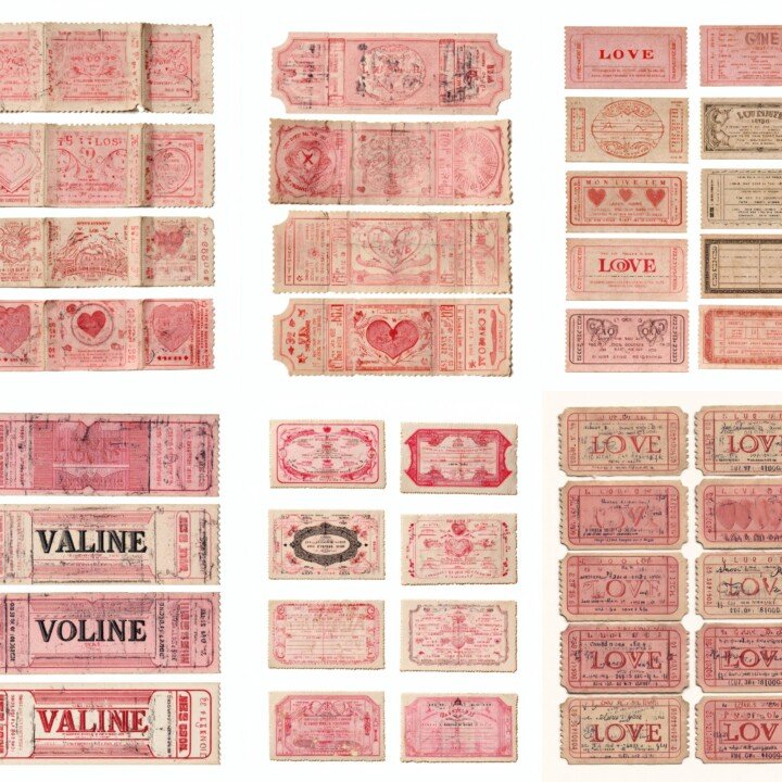 vintage – 27 Vintage Valentine Love Coupons Junk Journal Pages