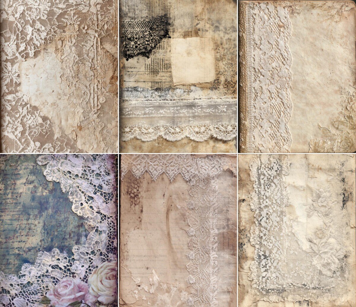 vintage – 52 Vintage Lace Junk Journal Pages