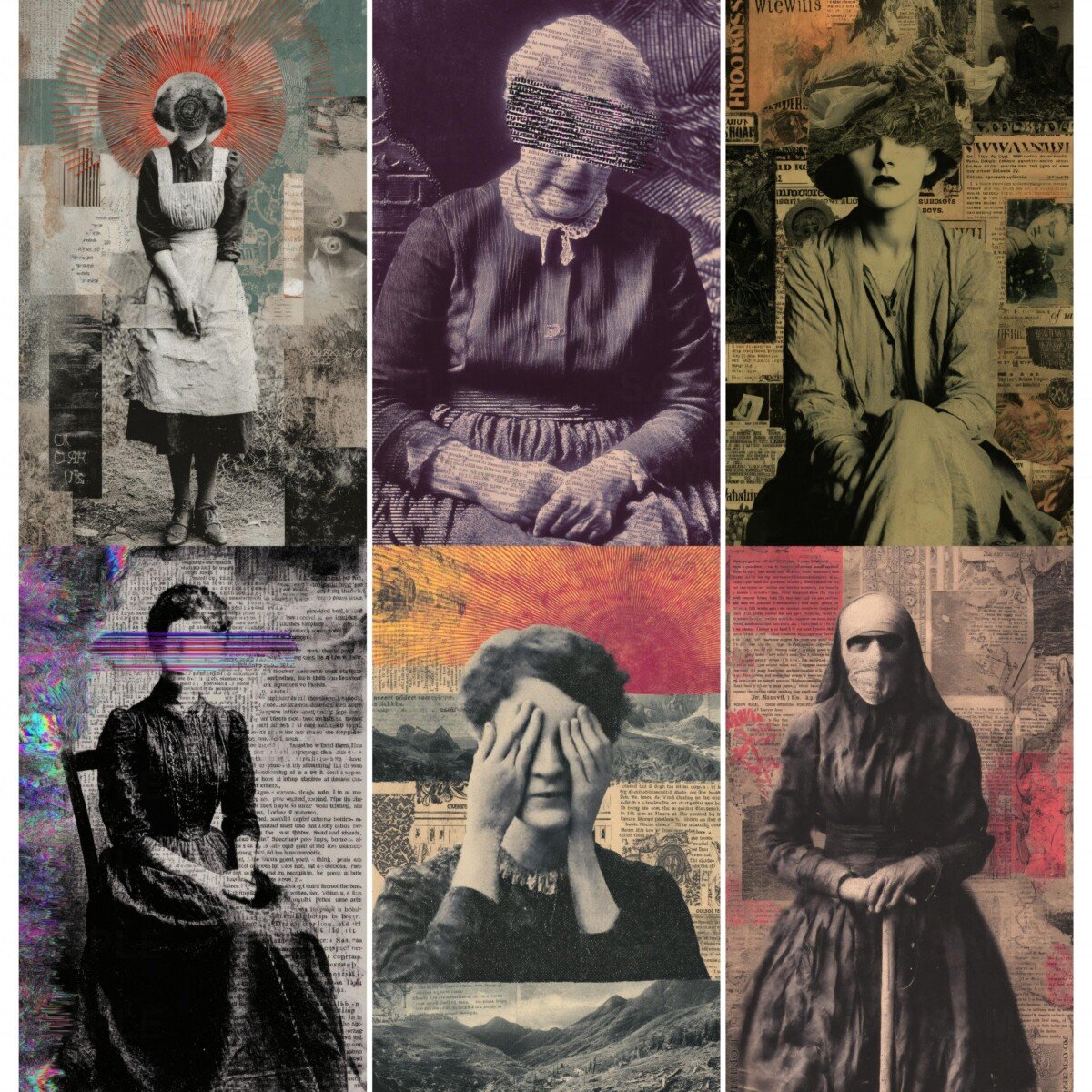 Surreal vintage portrait collage scrapbook paper – preview 4