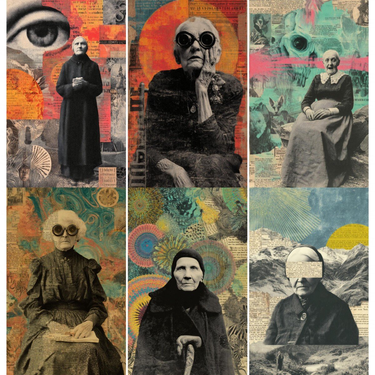 Surreal vintage portrait collage scrapbook paper – preview 7