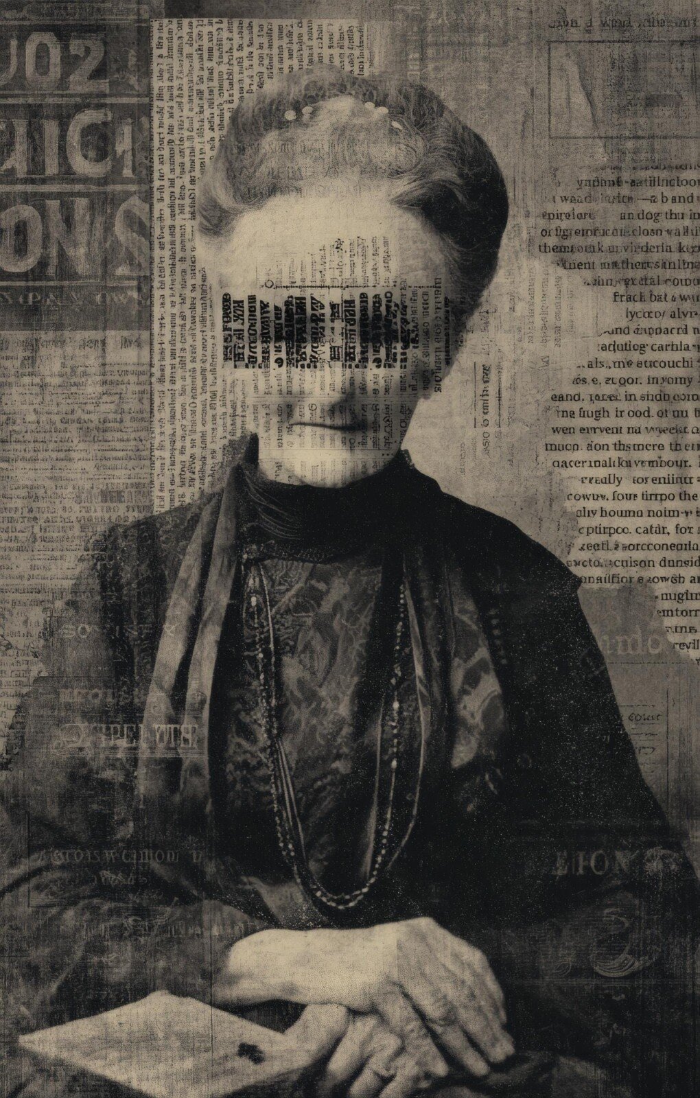 Surreal vintage portrait collage scrapbook paper – preview 9