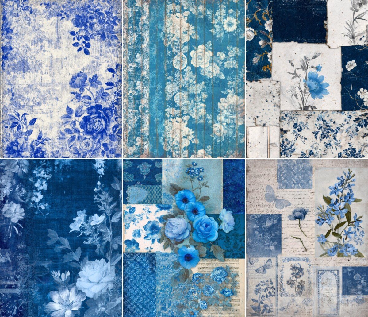 blue junk journal kit preview 3 – Kits