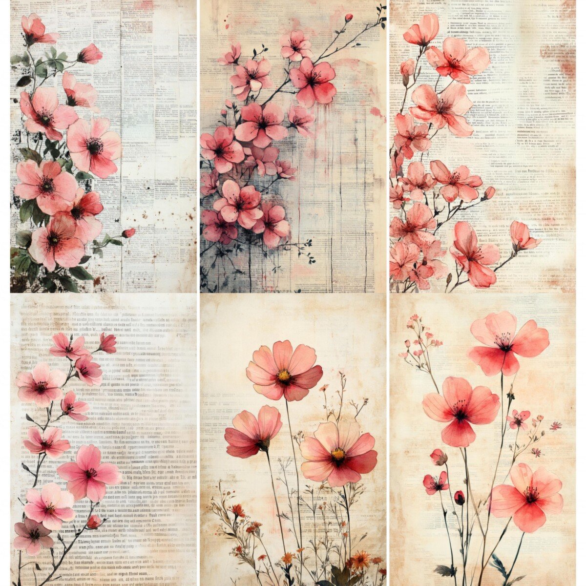 whimsical – 52 Whimsical Floral Junk Journal Pages