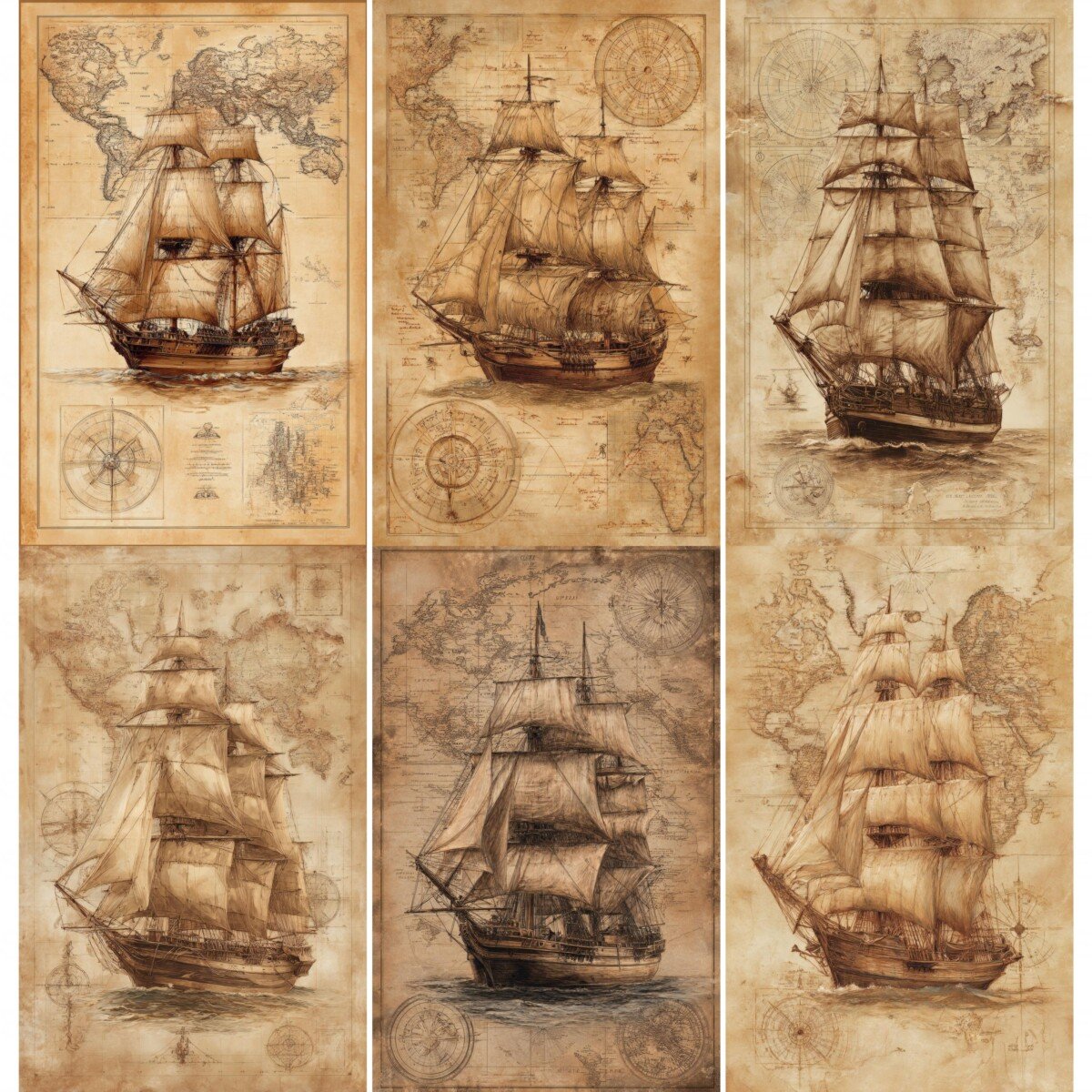 nautical – 52 Nautical Ship Junk Journal Pages