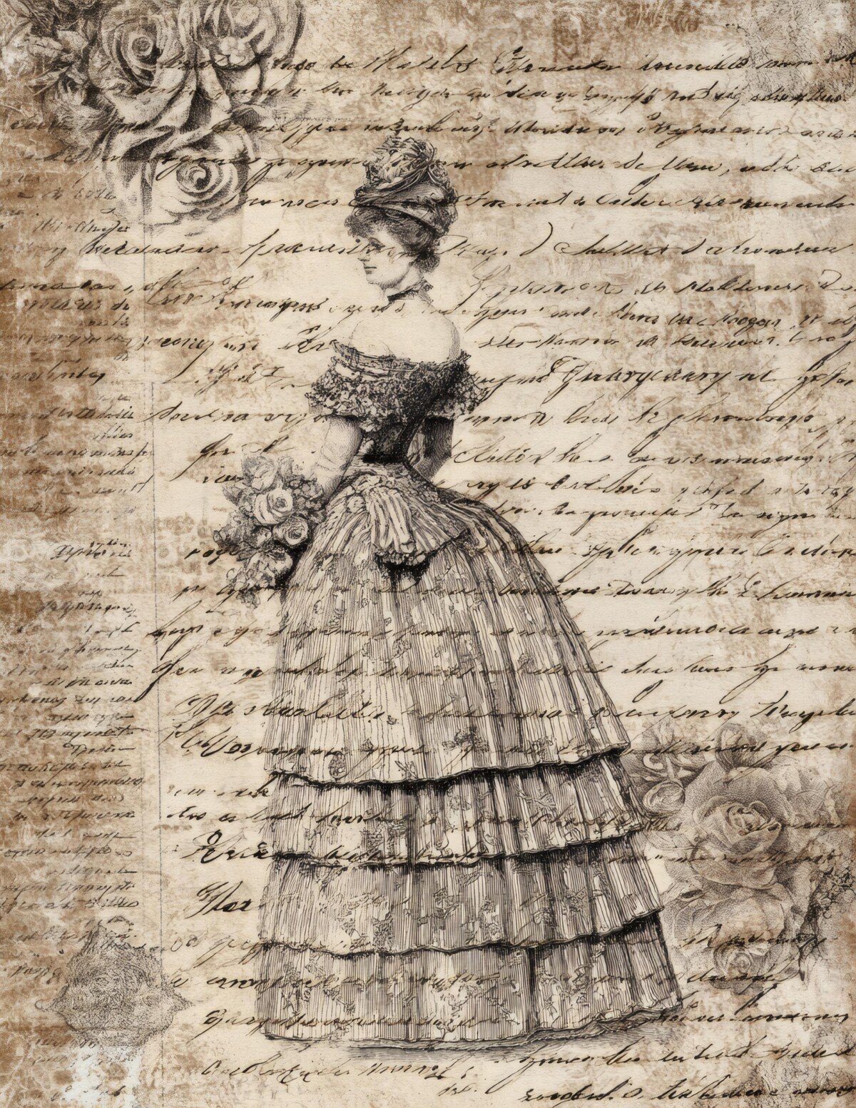 1800S Fashion Notes Journal – 44 Dressmaker Ephemera Pages - Image 8