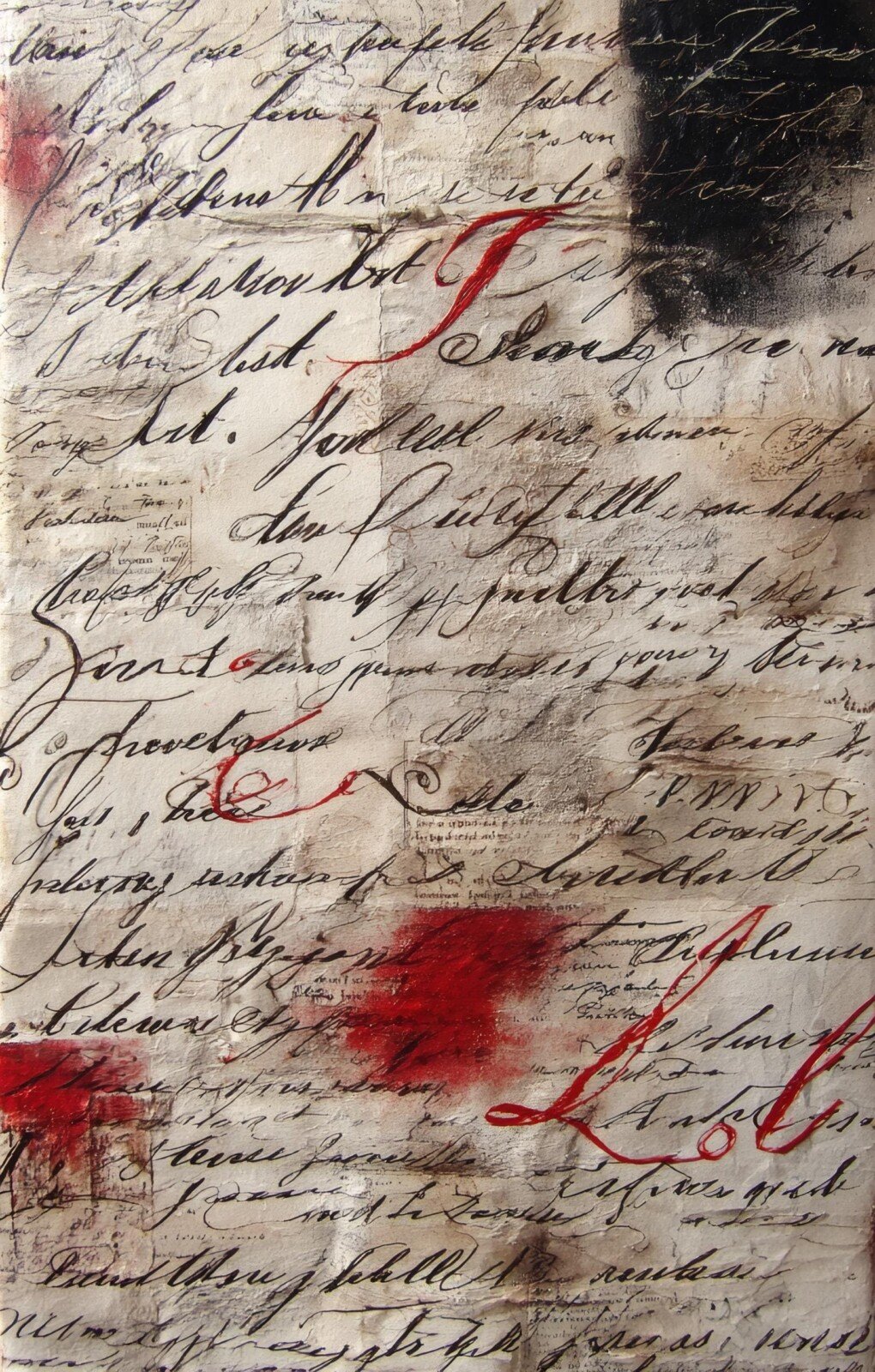 Vintage script collage scrapbook paper with distressed textures – preview 9