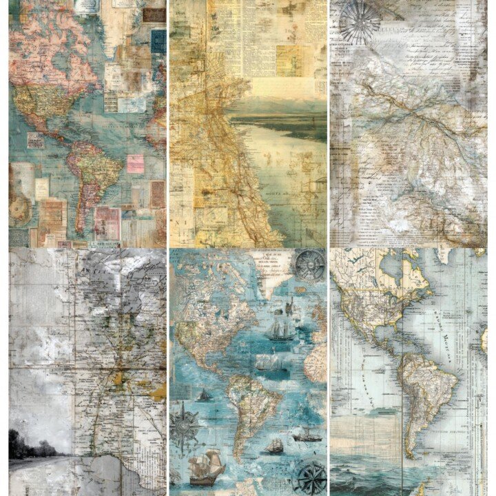 vintage – 50 Vintage Map Junk Journal Pages