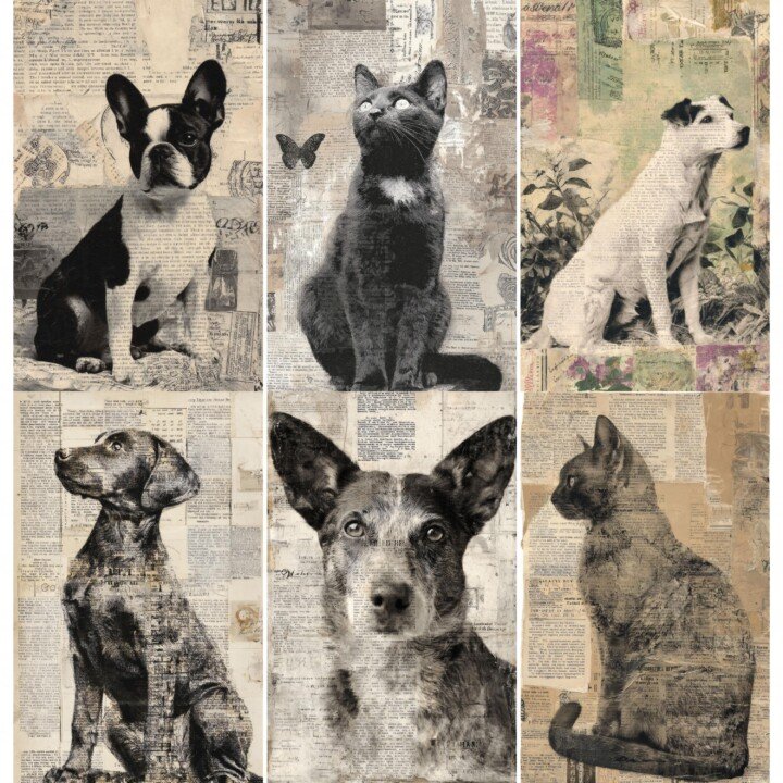vintage – 52 Vintage Cat and Dog Junk Journal Pages