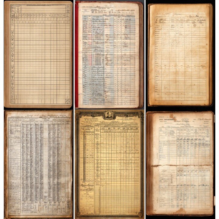 vintage – 48 Vintage Attendance Register Junk Journal Pages