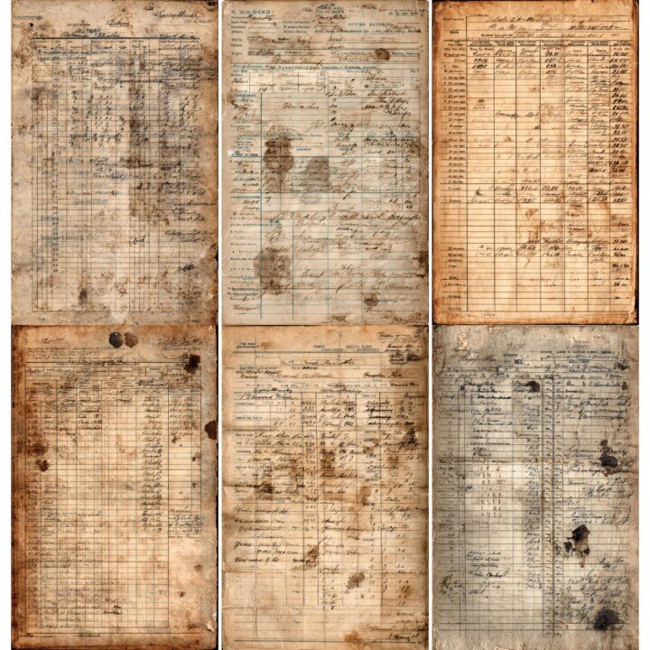 handwritten – 56 Handwritten Ledger Junk Journal Pages