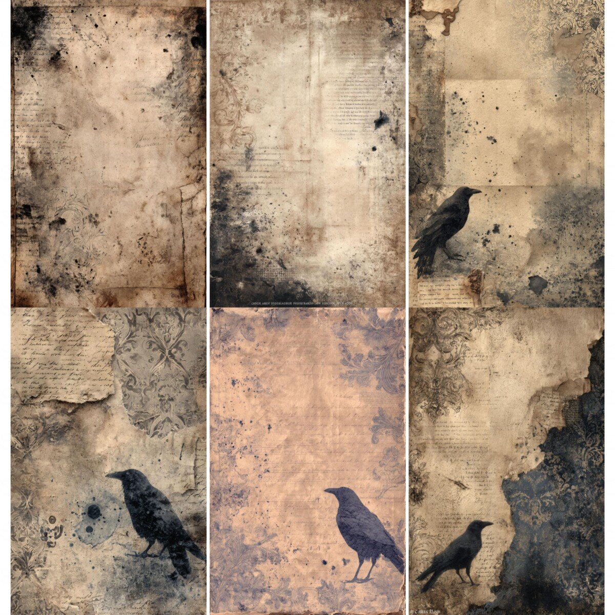 gothic – 52 Gothic Raven Junk Journal Pages