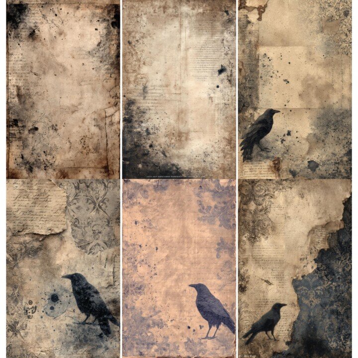 gothic – 52 Gothic Raven Junk Journal Pages