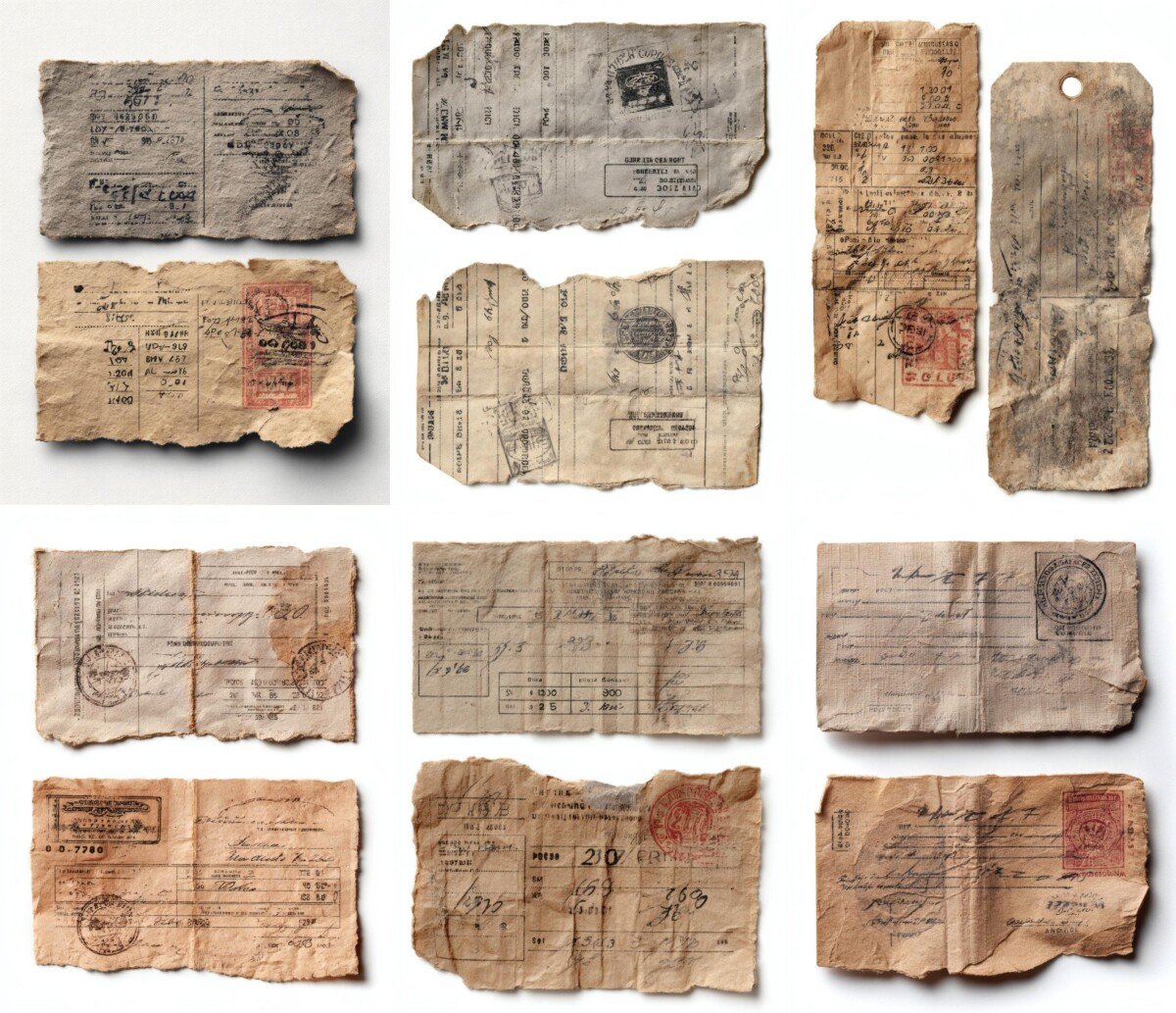 vintage – 50 Vintage Postal Receipt Labels & Tags Ephemera