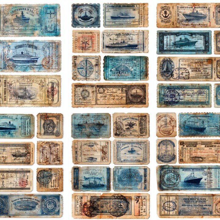 steamship travel vouchers preview 2 – Fussy Cuts