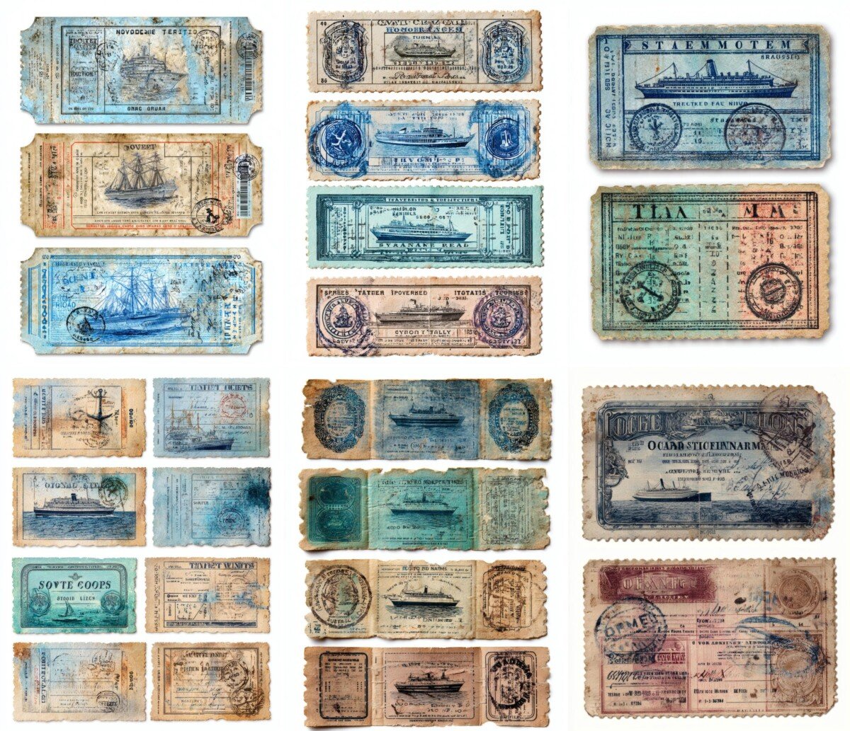 steamship travel vouchers preview 3 – Fussy Cuts