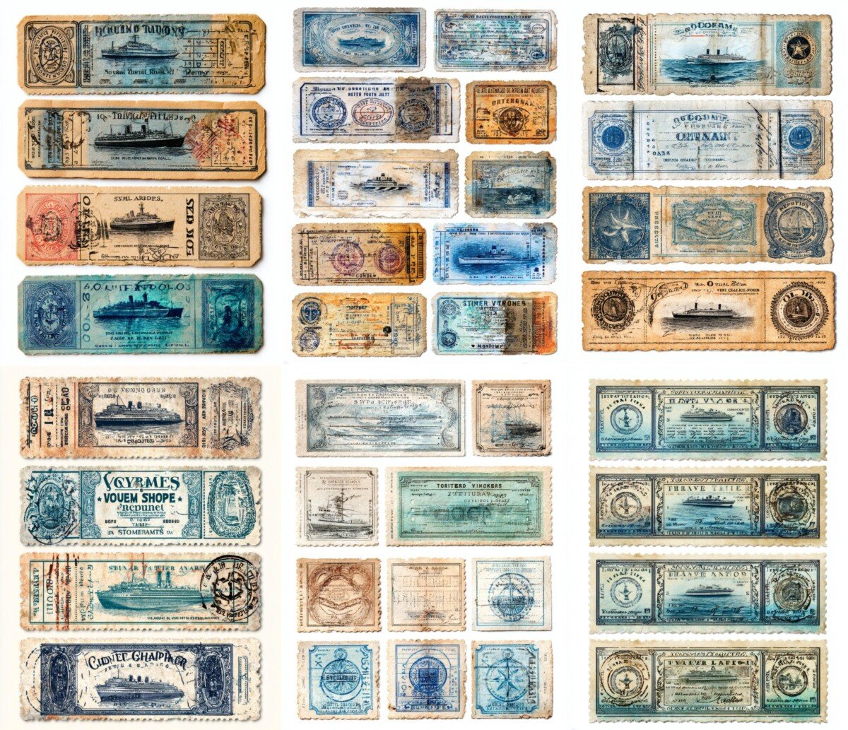 steamship travel vouchers preview 4 – Fussy Cuts