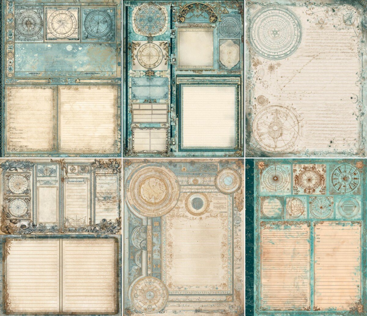 celestial – 49 Celestial Tarot Divination Junk Journal Kit Pages