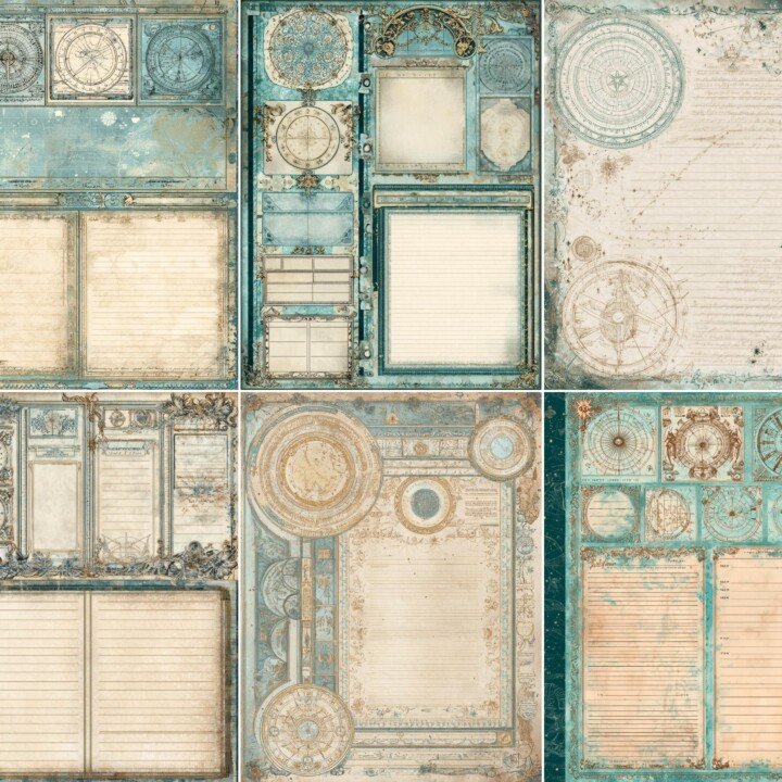 celestial – 49 Celestial Tarot Divination Junk Journal Kit Pages