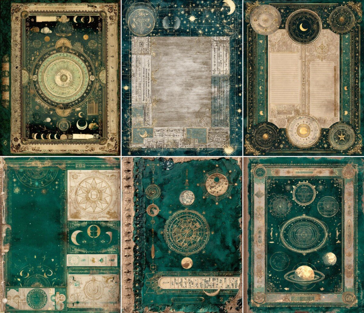 emerald – 36 Emerald Alchemy Mystic Tarot Journal Kit Pages