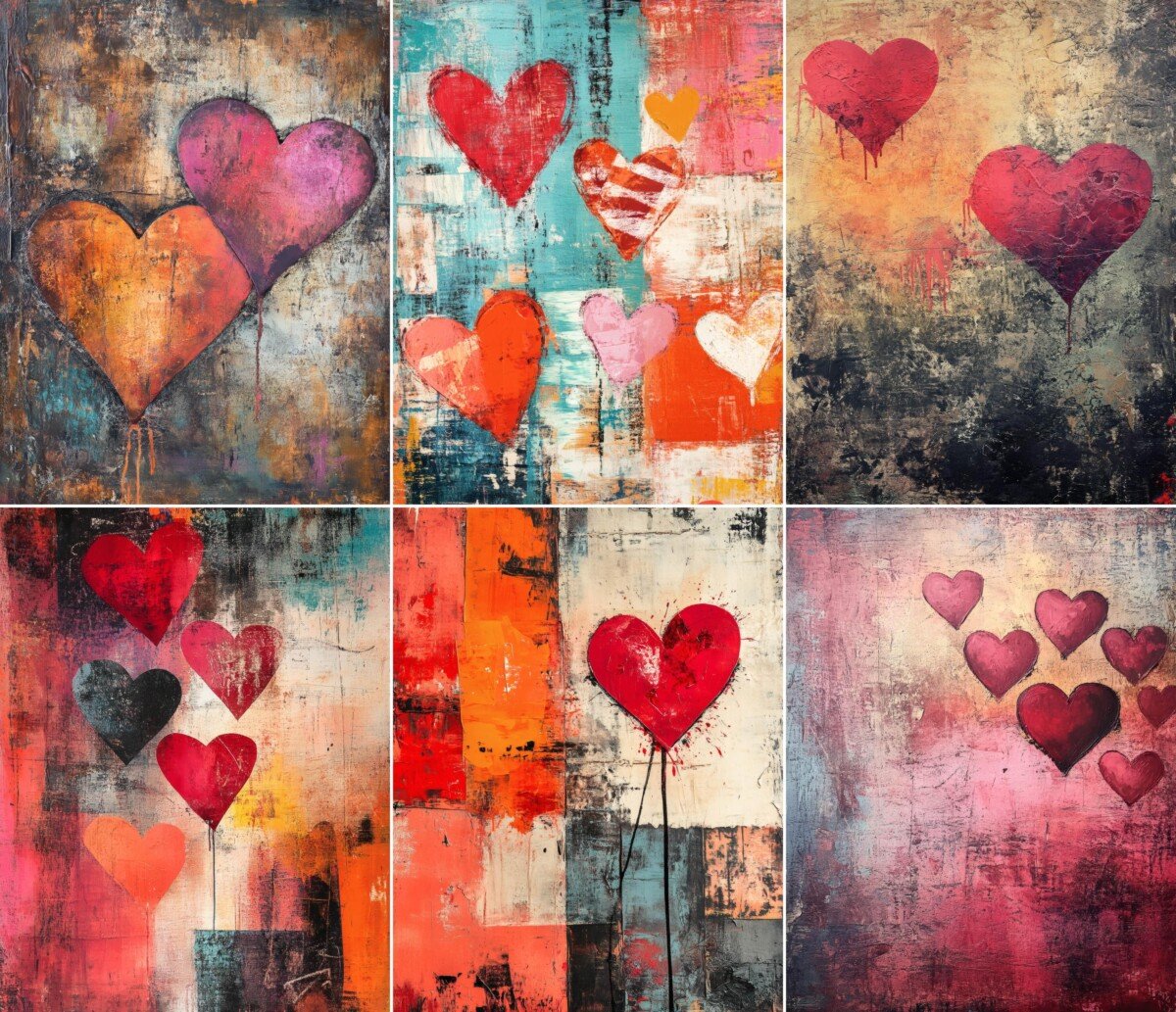 valentine – 56 Valentine Heart Junk Journal Pages