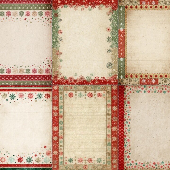 christmas – 52 Christmas Ledger Red Green Grunge Junk Journal Pages