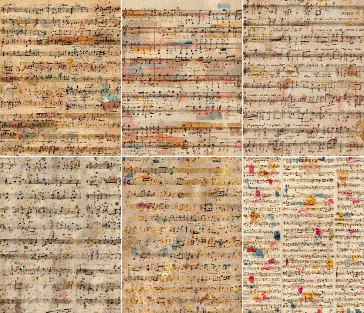 music – 52 Music Pages, Vintage Music Junk Journal