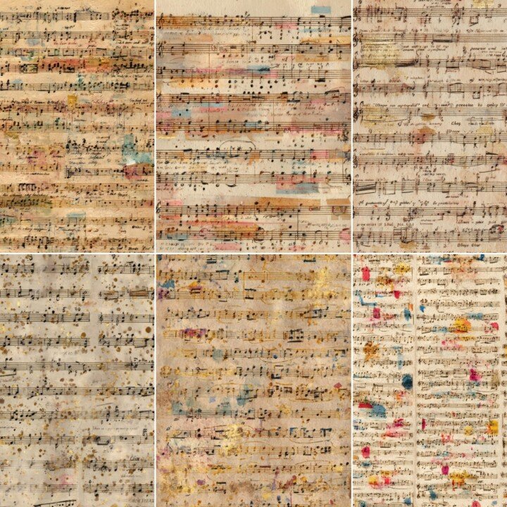 music – 52 Music Pages, Vintage Music Junk Journal