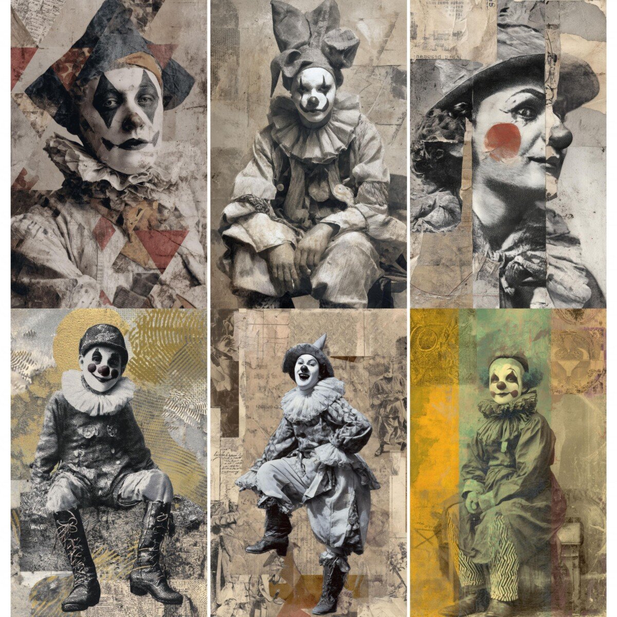 grunge – 52 Grunge Clown Junk Journal Pages
