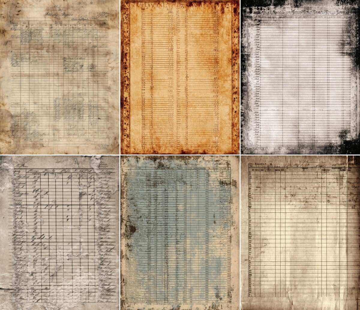 Vintage library register journal pages with faded columns and worn paper