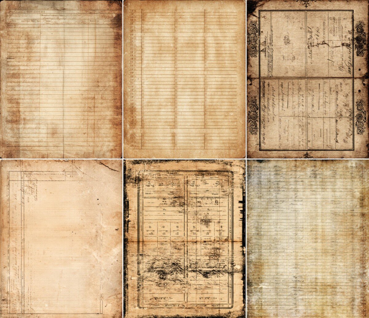 Aged library register backgrounds with faded ink and ruled columns