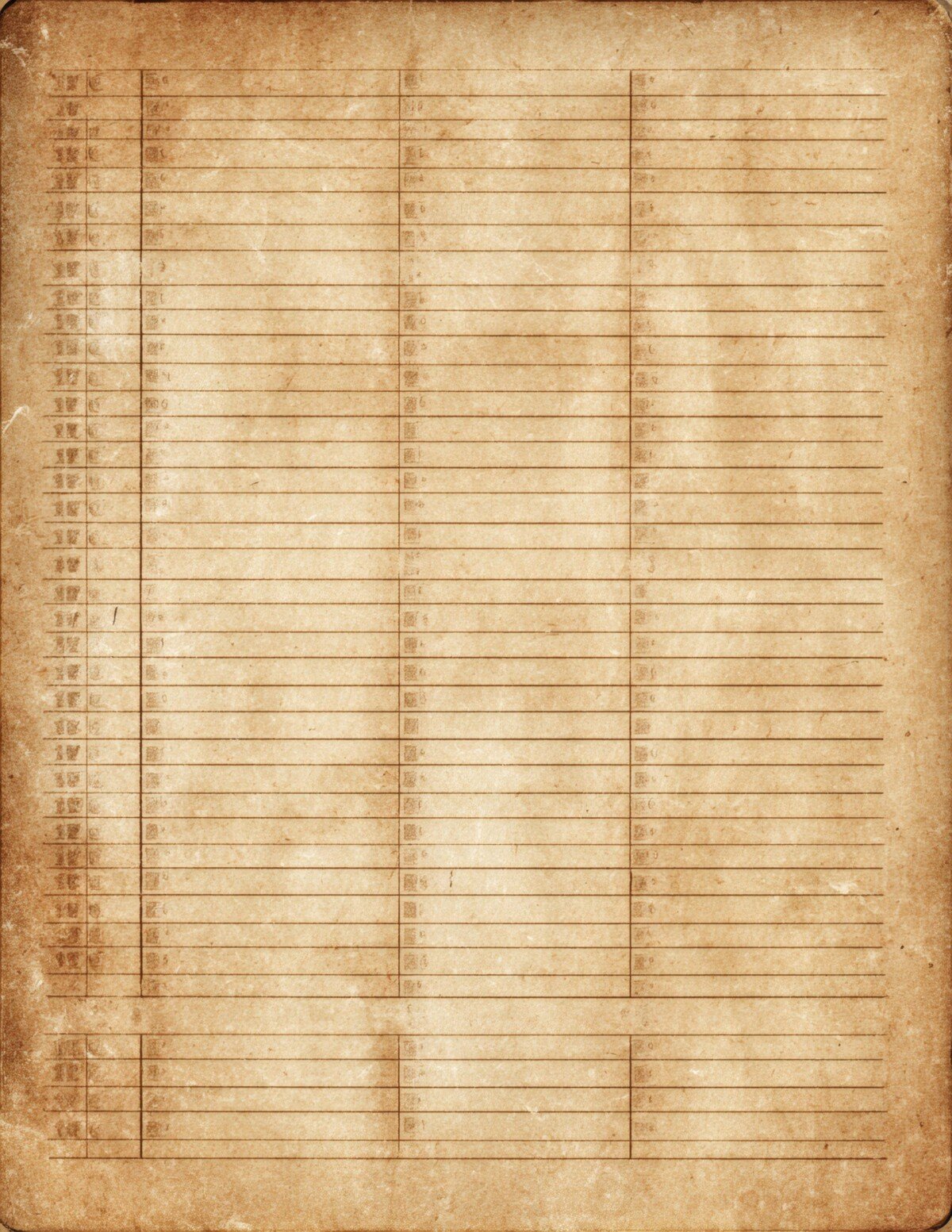 Pale lined library record page with gently faded columns