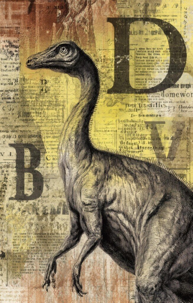 Vintage Dinosaur Collage Pages: individual artwork preview